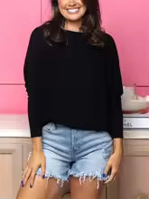 π"Dreamy Knit" Boatneck Dolman Top
