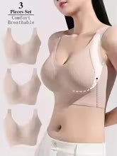 🔥Buy 1 Get 3 Packs - Women's Ribbed Push Up Adjustable Wireless Bra