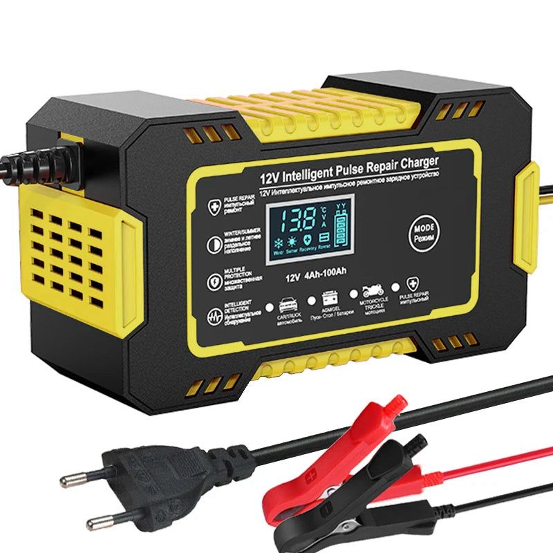 12V 6A Battery Charger with LCD Display – Smart & Fast Charging for Cars and Motorcycles